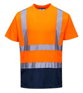 T-shirt odblaskowy pomarańczowo-granatowy