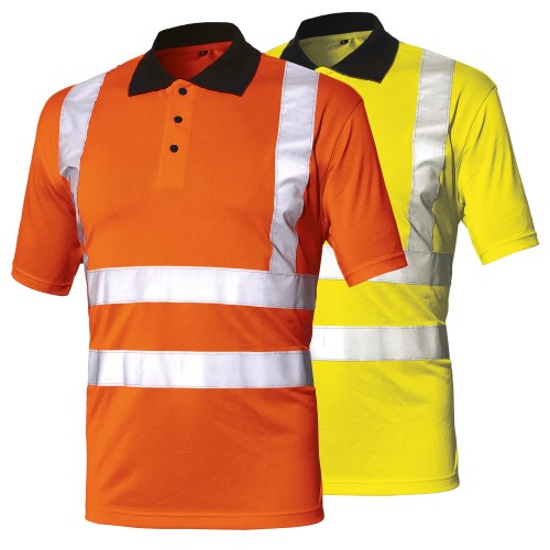 Koszulka polo BASIC odblaskowa pomarańczowa i żółta